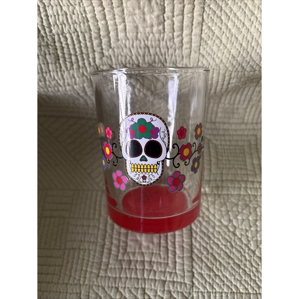Sugar Skull Day of the Dead Highball Glass Tumbler Colorful